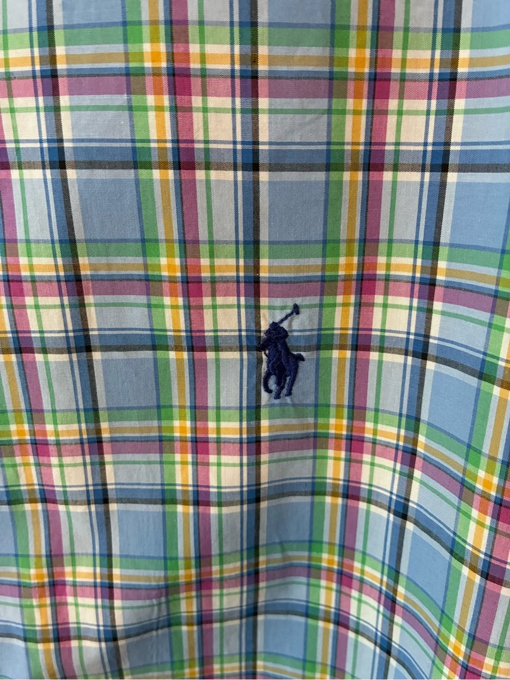 Polo Ralph Lauren Shirt Mens XL Blue Multi Plaid Button Down Pony Logo Cotton